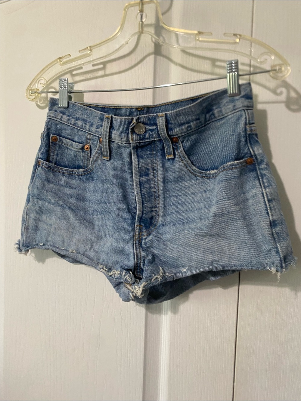 Levi's Light Blue Denim Cutoff Shorts - Frayed Hem